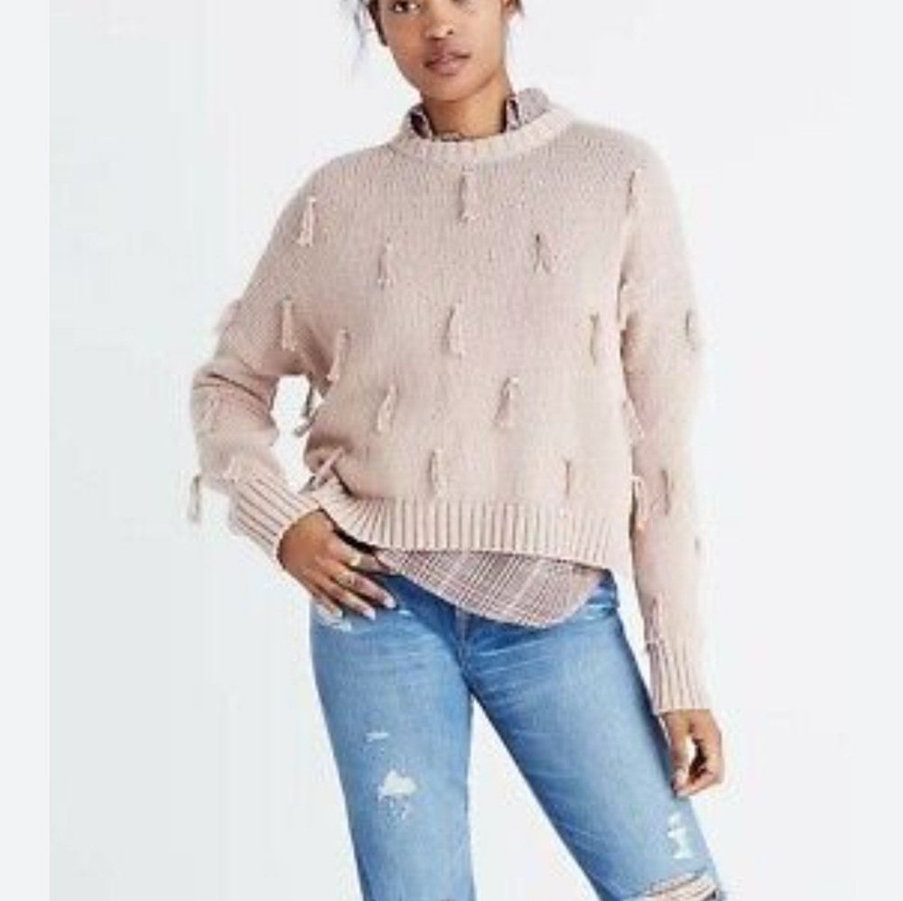 Madewell 100% Cotton Knit Tassel Pink Pullover Sweater! Women's Sz. XS! (D)